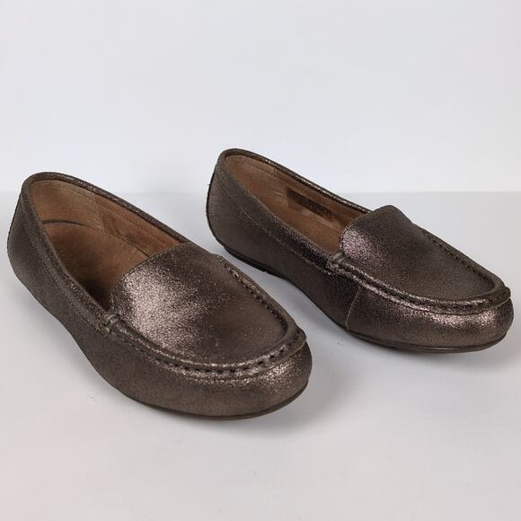 VIONIC Debbie Loafer Metallic Gold Leather Orthotic Comfort Women's 7.5 Wide - Picture 2 of 8